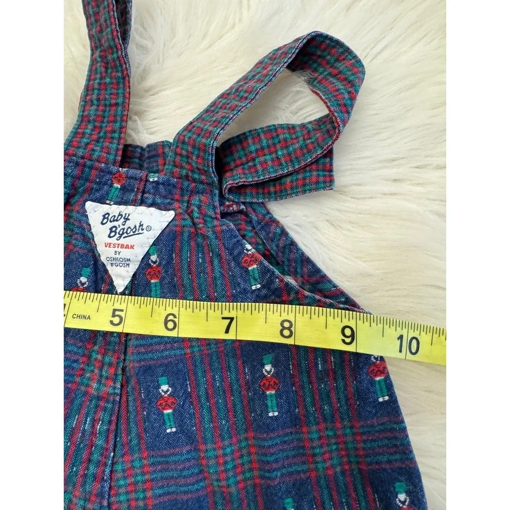 Vintage Baby‎ OshKosh B'gosh Plaid Nutcracker Overalls 6/9m Made in USA Holiday